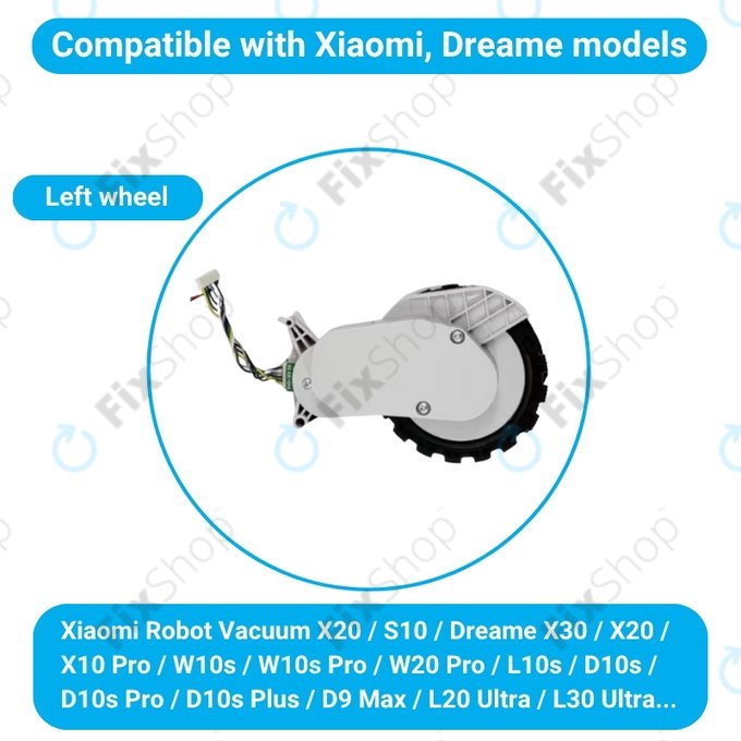 Xiaomi Robot Vacuum X20, S10, Dreame X30, X20, X10 Pro - Kolo s Motorem (Levé) (Bílé)
