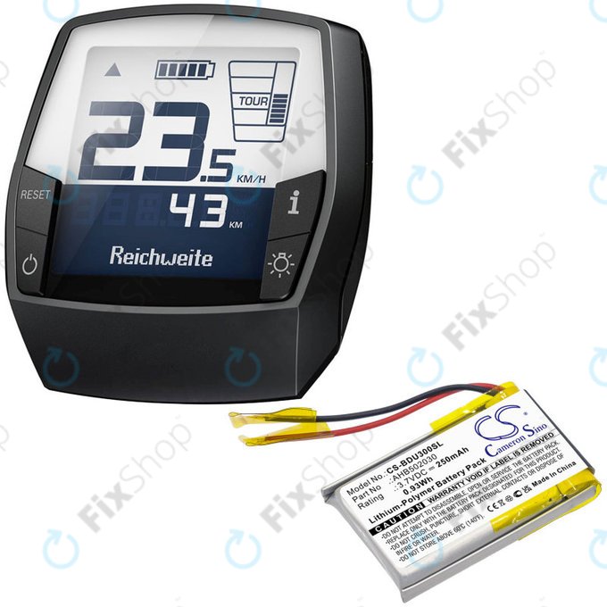 Baterie pro Bosch Bdu3xx, Bosch Intuvia Display, 250mAh, Li-Pol, 3.7V, 502030, HQ