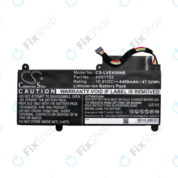 Baterie pro Lenovo ThinkPad E450, E455, E460, E465, T470p, ThinkPad Edge E450 i7, 4400mAh, Li-Ion, 10.8V, 45N1752, HQ