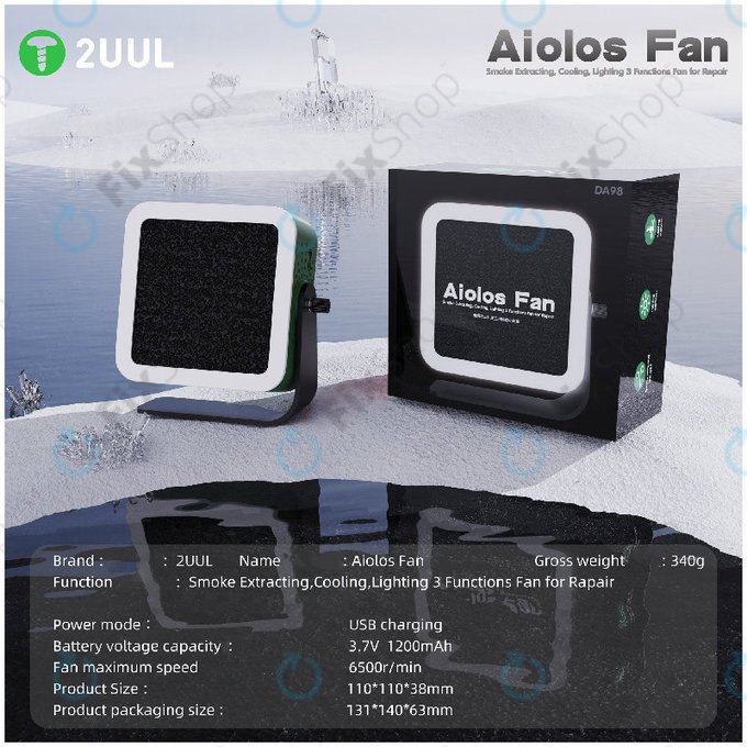 Odsavač kouře a ventilátor s LED osvětlením, 2UUL DA98