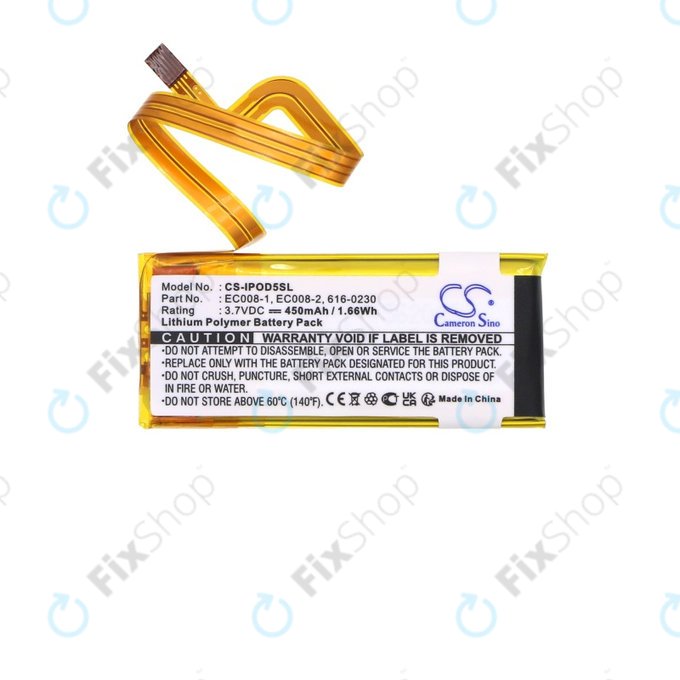 Baterie pro Apple iPod Classic 6th Gen, iPod 5G, iPod Video, 450mAh, Li-Pol, 3.7V, EC008, HQ