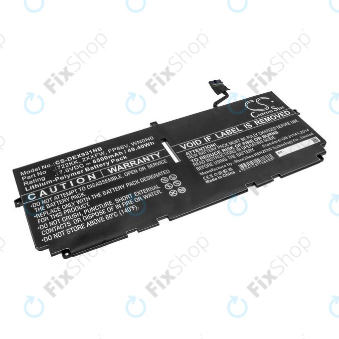 Baterie pro Dell XPS 13 9300, 9380, 9310, 6500mAh, Li-Pol, 7.6V, 2XXFW, HQ