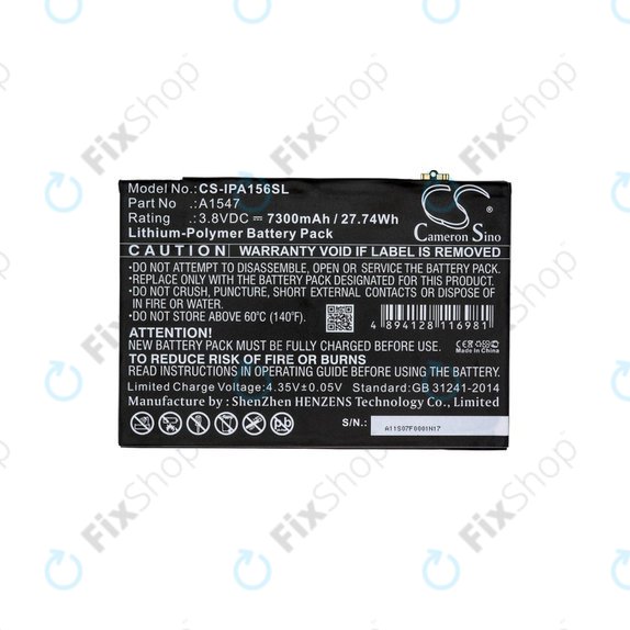 Apple iPad Air 2, iPad (6th Gen 2018) - Baterie A1547 7300mAh HQ