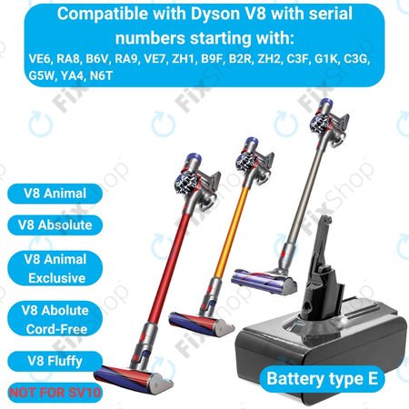 Dyson V8 - Baterie 215681, PM8-US-HFB1497A Li-Ion 21.6V 5000mAh HQ