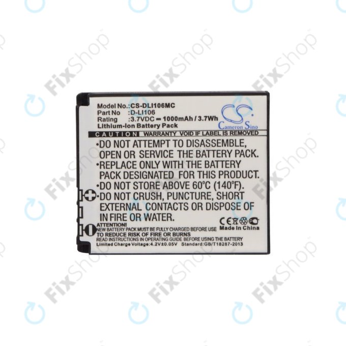 Baterie pro Kodak PIXPRO SP1, Kodak PIXPRO SP1 HD, 1000mAh, Li-Ion, 3.7V, D-LI106, HQ