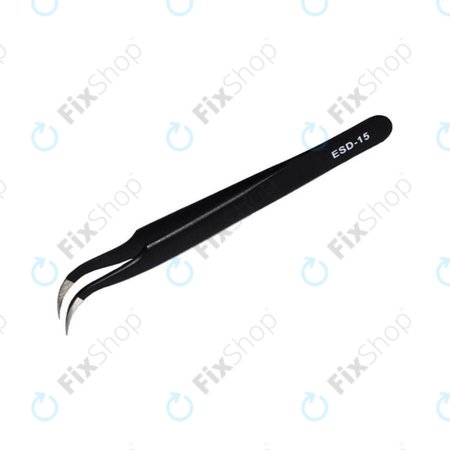 Vetus ESD-15 - Antistatická Kovová Pinzeta s Přehnutou Špičkou (120mm)