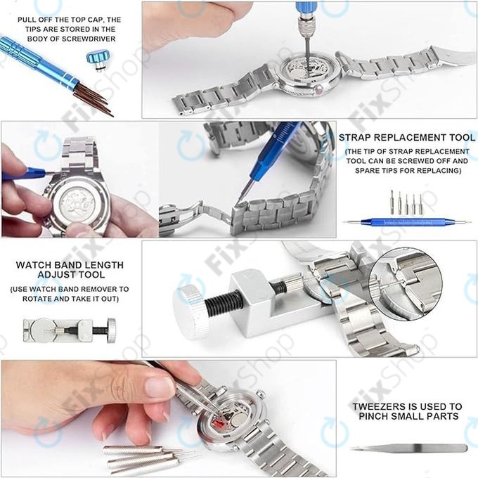 Sada hodinářských nástrojů na opravu hodinek - 185ks