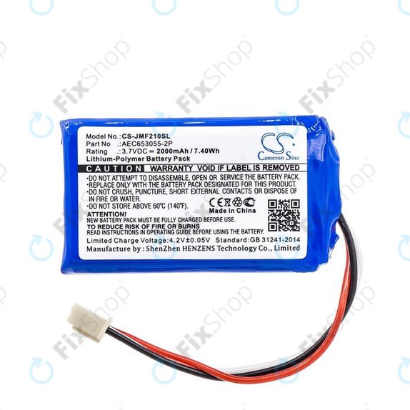 Baterie pro JBL Flip 2 (2013), 2000mAh, Li-Pol, 3.7V, AEC653055-2P, HQ