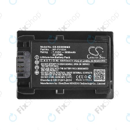 Baterie pro Sony Fdr-Ax33, Sony Fdr-Ax40, 3050mAh, Li-Ion, 7.3V, NP-FV100A, HQ