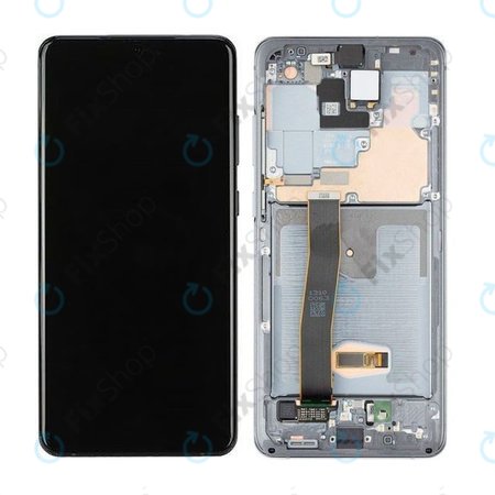 Samsung Galaxy S20 Ultra G988F - LCD Displej + Dotykové Sklo + Rám + Přední Kamera (Cosmic Gray) - GH82-22271B, GH82-22327B Genuine Service Pack