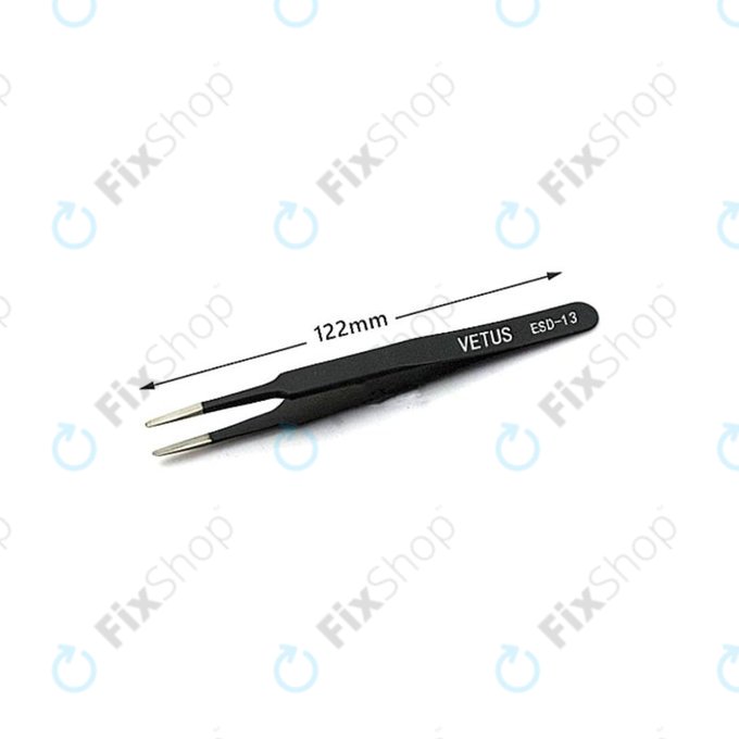 Vetus ESD-13 - Antistatická Kovová Pinzeta s Plochou Špičkou (115mm)