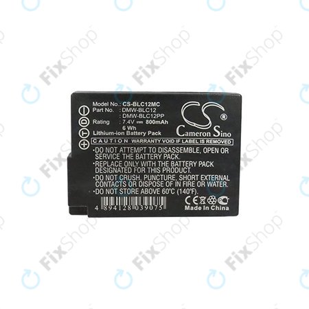 Panasonic Lumix DMC-FZ200, FZ1000, FZ2000, G5, G6, G7, G81, GH2, GX8 - Baterie DMW-BLC12 Li-Ion 800mAh HQ