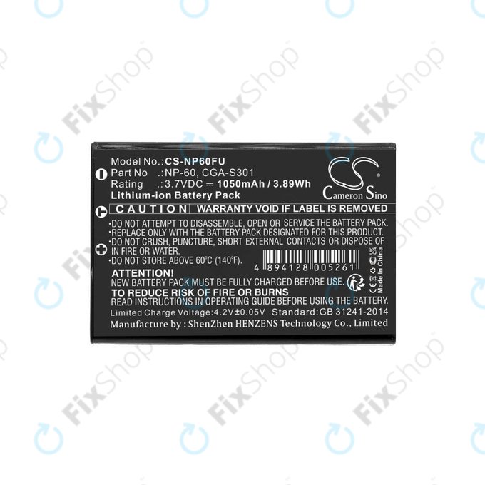 Baterie pro Agfa, HP Photosmart, Toshiba Camileo, 1050mAh, Li-Ion, 3.7V, NP-60, COMA-BP1, HQ