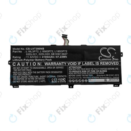 Baterie pro Lenovo ThinkPad X390, Yoga X390, 4100mAh, Li-Pol, 11.52V, 02DL021, HQ