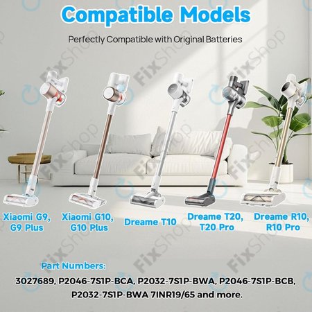 Baterie pro Xiaomi Dreame G9, G10, T10, T20, R10, 3027689, Li-Ion, 25.2V, 3500mAh