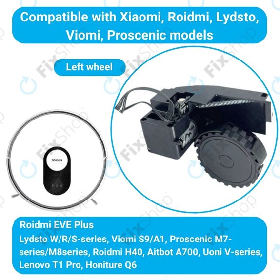 Roidmi EVE Plus - Kolo s Motorem (Levé) (Černé)