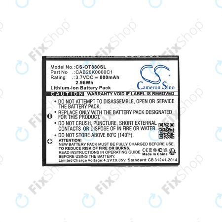 Baterie pro Alcatel Onetouch, 800mAh, Li-ion, 3.7V, BTR510AB, HQ