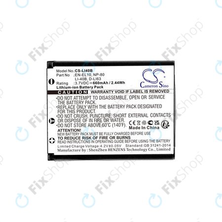 Baterie pro Olympus MJU, AGFA Optima, Praktica Luxmedia, 660mAh, Li-Ion, 3.7V, LI-42B, HQ