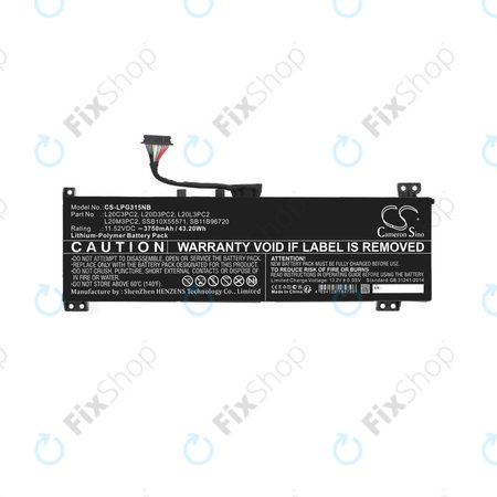 Baterie pro Lenovo IdeaPad Gaming 3, 3750mAh, Li-Pol, 11.52V, L20C3PC2, HQ