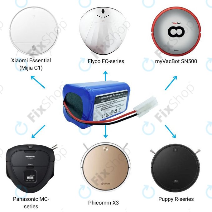 Xiaomi Essential (Mijia G1), Flyco FC-series, myVacBot SN500, Panasonic MC-series, Phicomm X3, Puppy R-series - Baterie Li-026418 Li-Ion 14.8V 2600mAh