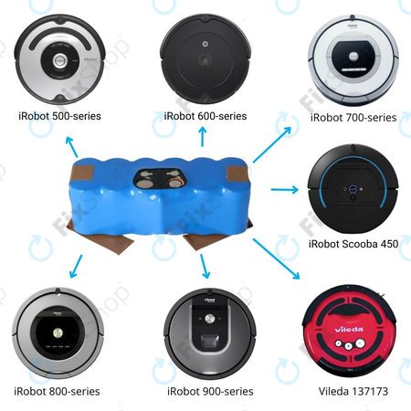 iRobot Roomba 500, 600, 700, 800, 900-series, R3, Scooba 450, Vileda 137173 - Baterie 11702, GD-Roomba-500, VAC-500NMH-33 Ni-MH 14.4V 4500mAh