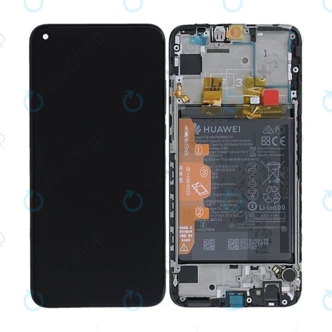 Huawei P Smart (2019), P Smart Plus (2019) - LCD Displej + Dotykové Sklo + Rám + Baterie (Midnight Black) - 02352JEY, 02352JFA Genuine Service Pack