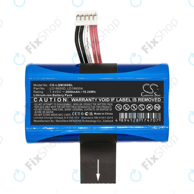 Baterie pro Ingenico Apos A8, 2600mAh, Li-Ion, 7.4V, LD18650D, HQ