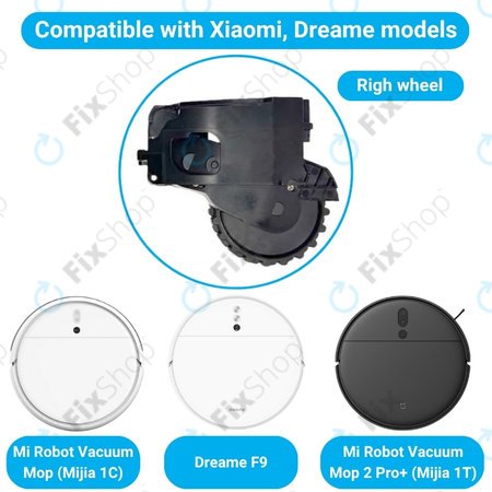 Xiaomi Dreame F9, Mi Robot Vacuum Mop (Mijia 1C), 2 Pro+ (Mijia 1T) - Kolo s Motorem (Pravé) (Černé)