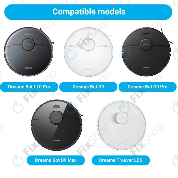 Sada náhradních dílů pro Xiaomi Dreame Bot L10 Pro, D9, D9 Pro, D9 Max, Trouver LDS (2x Hlavní kartáče, 4x Filtry, 4x Boční kartáče, 4x Mopovací utěrky)