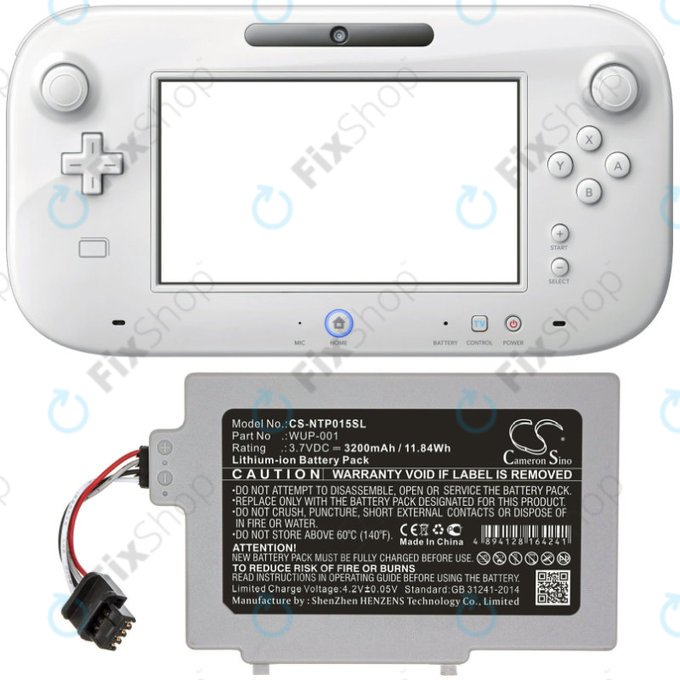 Baterie pro Nintendo Wii U GamePad, 3200mAh, Li-Ion, 3.7V, WUP-001, HQ