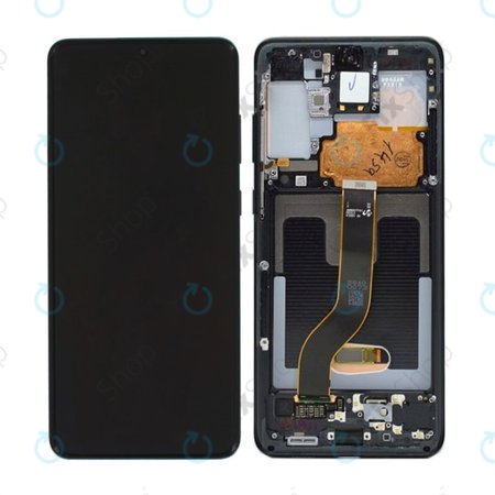 Samsung Galaxy S20 Plus G985F - LCD Displej + Dotykové Sklo + Rám (Cosmic Black) - GH82-22134A, GH82-22145A, GH82-31441A Genuine Service Pack