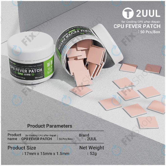 Teplovodivá podložka pro CPU, 2UUL SC09, 17x15x1.5mm