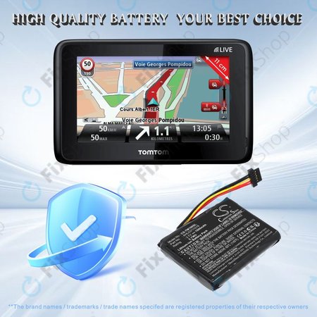 Baterie pro TomTom GO 1000 Live, 1005, 2050, 1000mAh, Li-Ion, 3.7V, AHL03711018, HQ