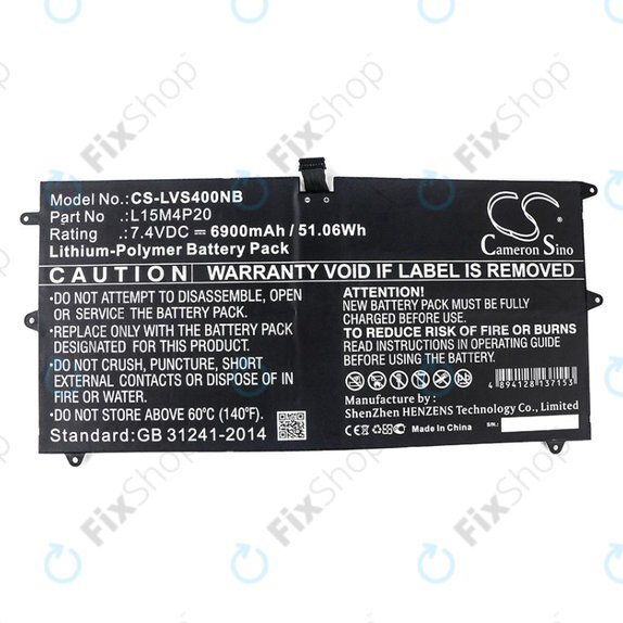 Baterie pro Lenovo Yoga 4S, 900S, 6900mAh, Li-Pol, 7.4V, L15M4P20, HQ