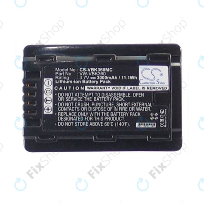 Baterie pro Panasonic HC, HDC, SDR, 3000mAh, Li-Ion, 3.7V, VW-VBK360, HQ