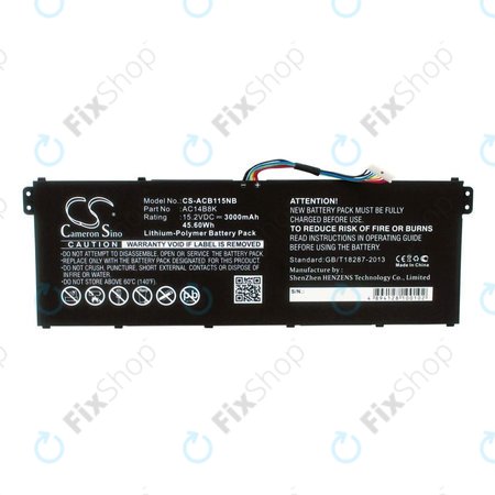 Baterie pro Acer Aspire 5, 7 E5, V3, Chromebook 11, 13, 15, 3000mAh, Li-Pol, 15.2V, AC14B18K, HQ