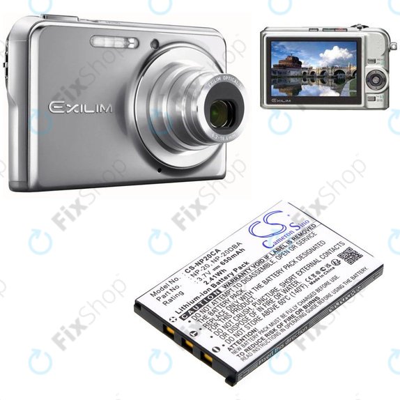 Baterie pro Casio Exilim Card Ex-S880, 650mAh, Li-Ion, 3.7V, NP-20, HQ