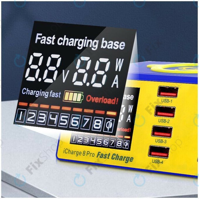 Mechanic iCharge 8 Pro - USB Servisní Nabíjecí Stanice s USB-C, USB 3.0 a Bezdrátovým Nabíjením