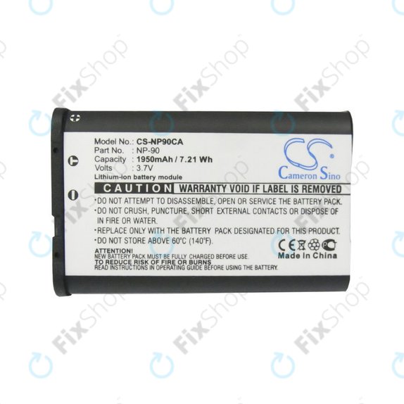 Baterie pro Casio Exilim EX-H10, EX-FH100, EX-H15, EX-Z2000, EX-H20G, 1950mAh, Li-Ion, 3.7V, NP-90, HQ
