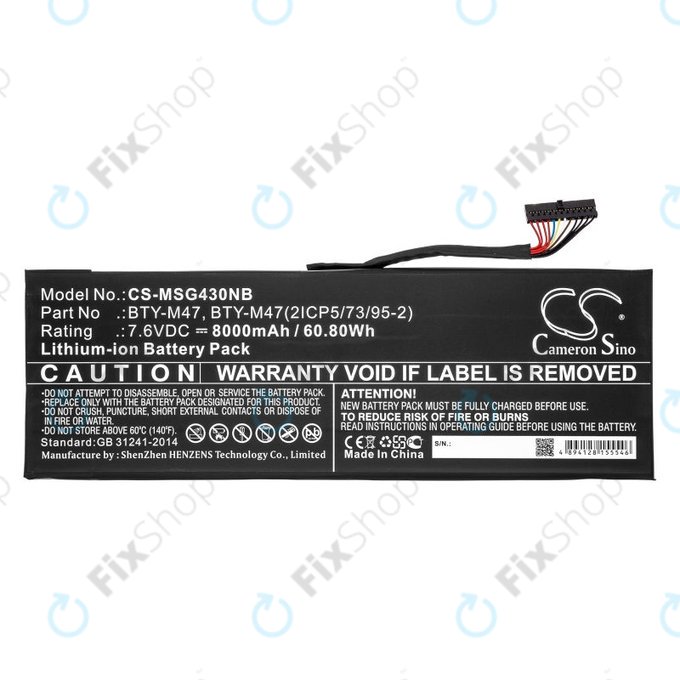 Baterie pro MSI GS40, GS43, MS14, 8000mAh, Li-Ion, 7.6V, BTY-M47, HQ