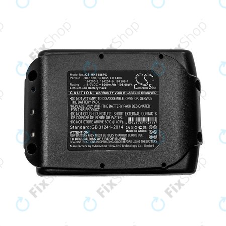 Makita 18V - Baterie BL1830, BL1835, LXT400,194205-3, 194204-5, 194309-1 Li-Ion 18.0V 6000mAh HQ