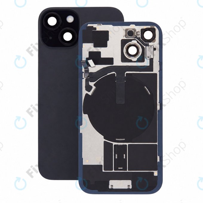 Sklo zadního housingu pro iPhone 15, Black, Pulled A