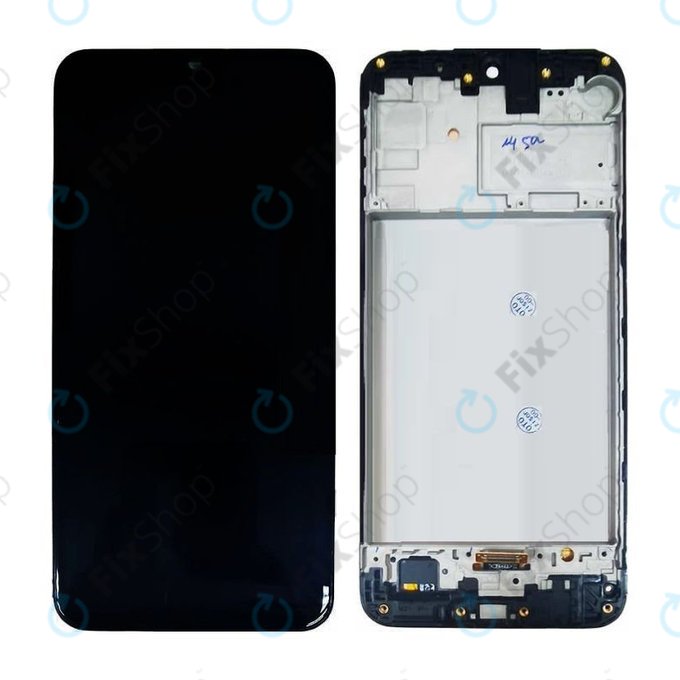 Samsung Galaxy M21 M215F - LCD Displej + Dotykové Sklo + Rám (Black) OLED
