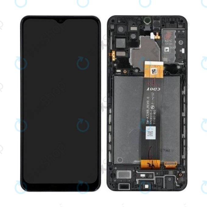 Samsung Galaxy A32 5G A326B - LCD Displej + Dotykové Sklo + Rám (Awesome Black) - GH82-25121A, GH82-25122A Genuine Service Pack