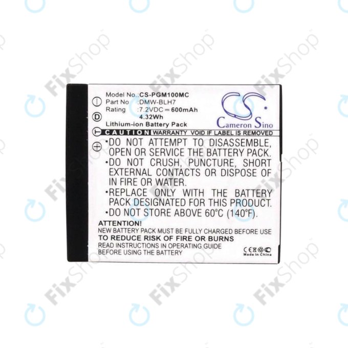 Baterie pro Panasonic Lumix DMC, 600mAh, Li-Ion, 7.2V, DMW-BLH7, HQ