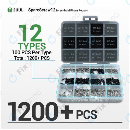 Sada Phillips šroubků pro Android servisy 2UUL SC12, 1200ks/balení
