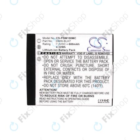 Baterie pro Panasonic Lumix DMC, 600mAh, Li-Ion, 7.2V, DMW-BLH7, HQ