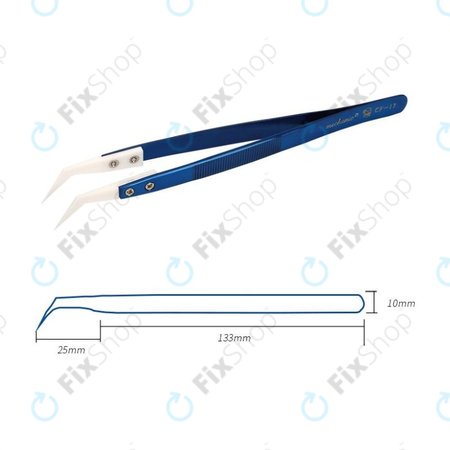 Mechanic CF-17 - Tepelně Odolná Keramická Pinzeta s Přehnutou Špičkou