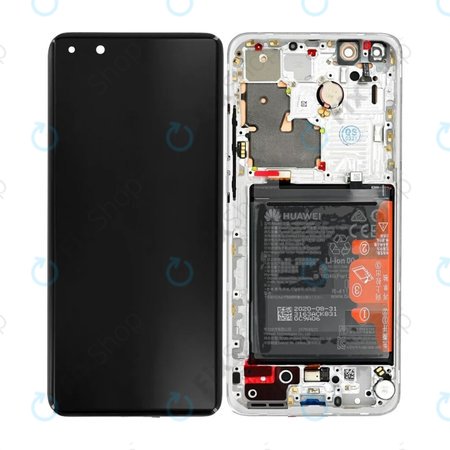 Huawei P40 Pro Plus - LCD Displej + Dotykové Sklo + Rám + Baterie (White Ceramic) - 02353RBJ Genuine Service Pack