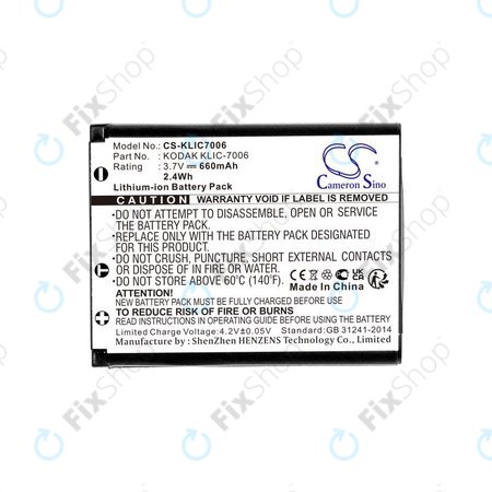 Baterie pro Kodak EasyShare, 660mAh, Li-Ion, 3.7V, LB-012, KLIC-7006, HQ